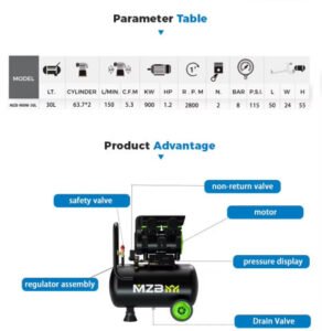 mzb-permanent-magnet-variable-frequency-air-compressor-30l-oil-free-structure